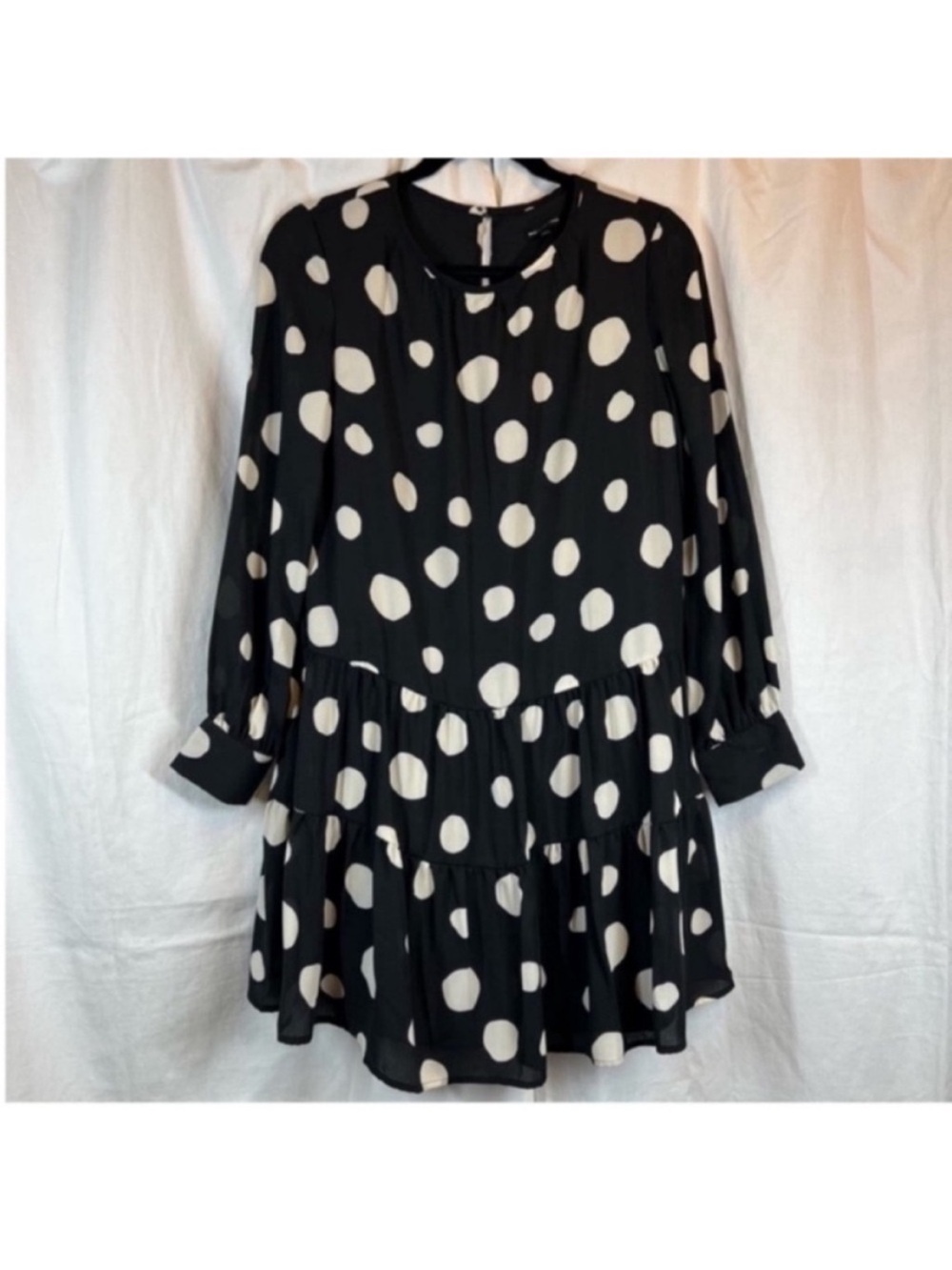 Who what wear mod polka dot baby doll drop waist dress flowy relaxed fit